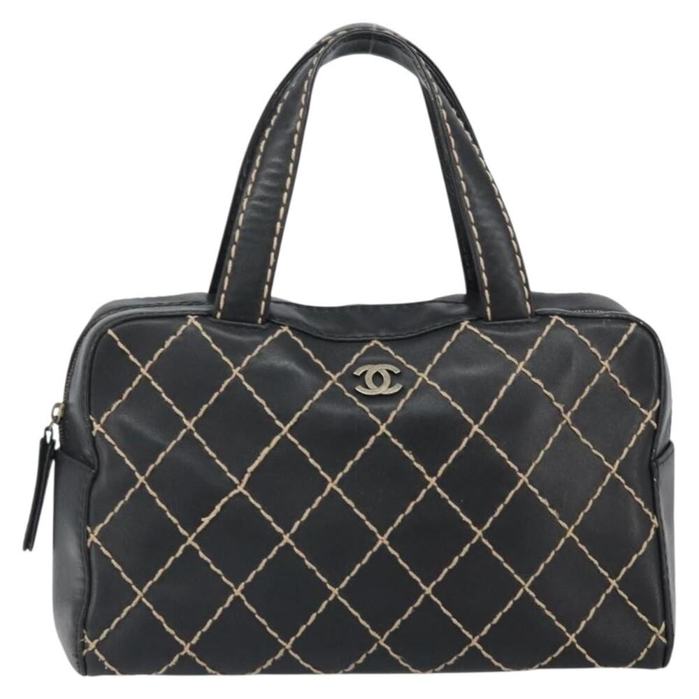 Chanel Leather Wild Stitch Handbag Black